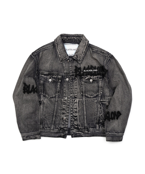 Джинсовка с граффити и металлическим лого (Vintage Black)