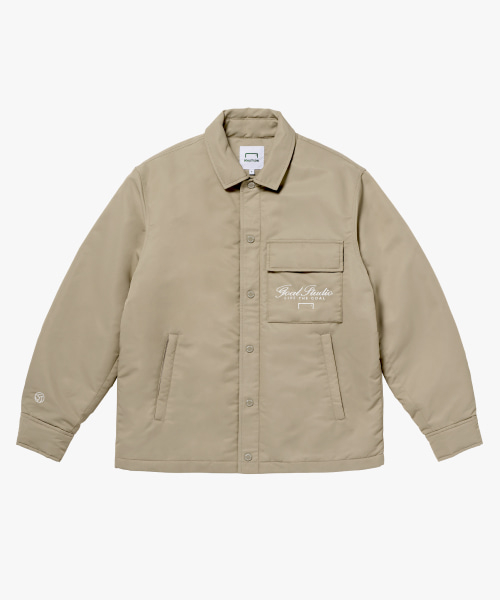 EMBROIDERY PADDED SHIRT JACKET-BEIGE