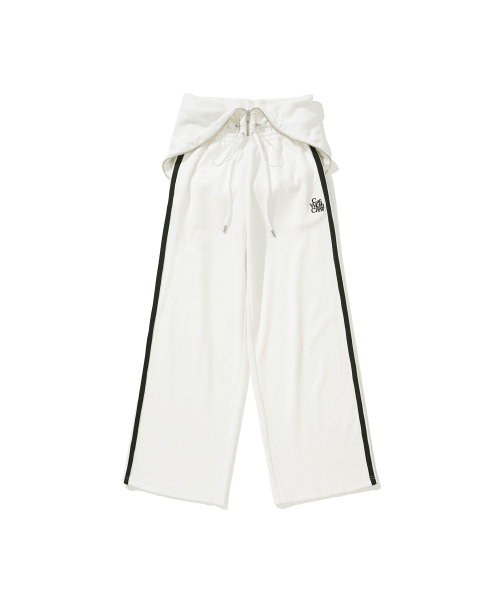 ☆NERDY☆ NERDY X CCWC WS HOOD TRACK PANTS OFF WHITE 씨씨더블유씨(CCWC) [NERDY X CCWC] WS HOOD TRACK PANTS OFF