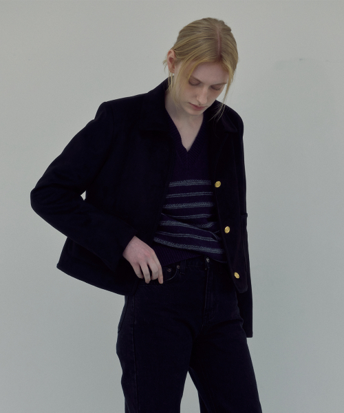 Soft Noir Lace Suede Jacket (Black)