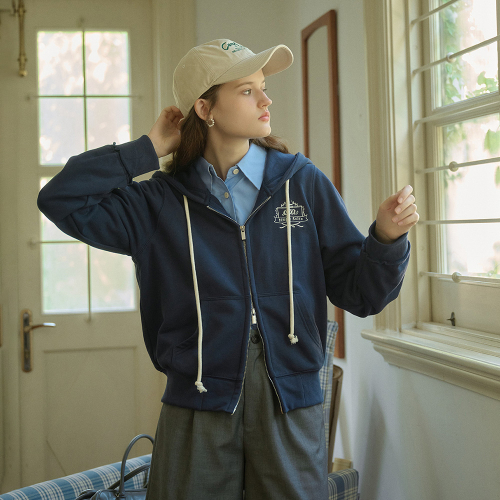 SR_Simpleretro embroidered hood zipup