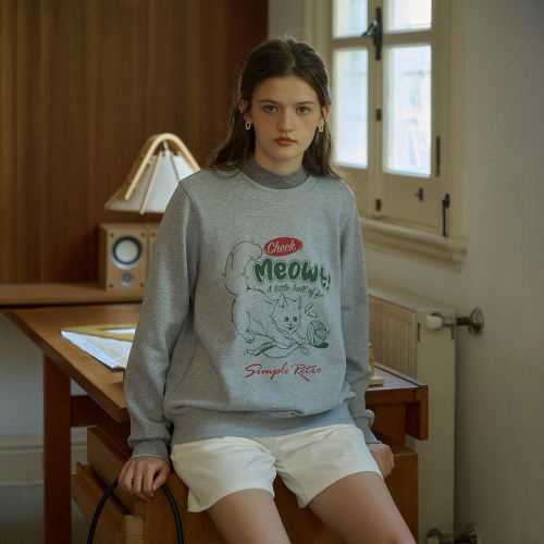 SR_Cat print crew neck sweatshirt_2color