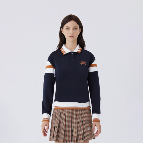 Knit Half Zip up T shirts_NAVY