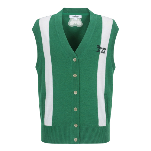 Color Combi Knit Vest_GREEN