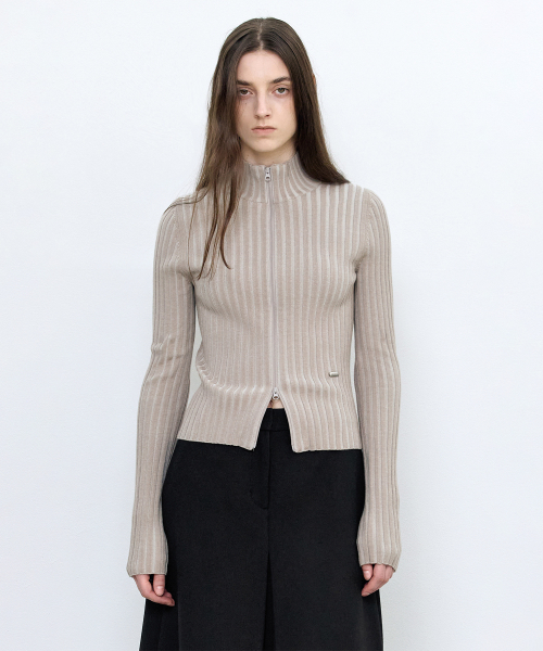 Двухцветная трикотажная зипка Ash Beige