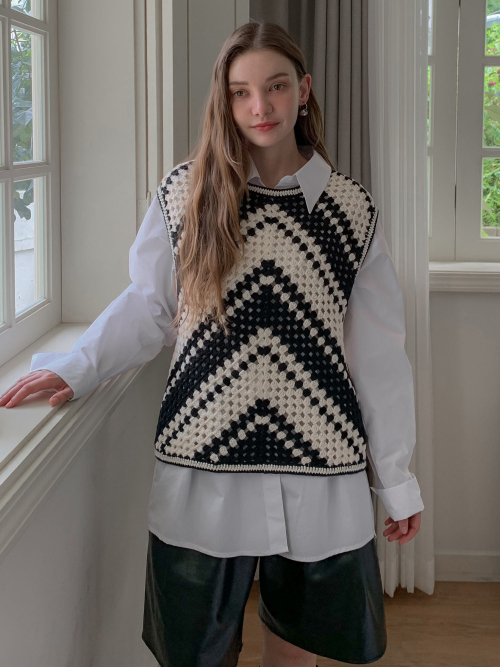 Handmade Mix Patterned Knit Vest