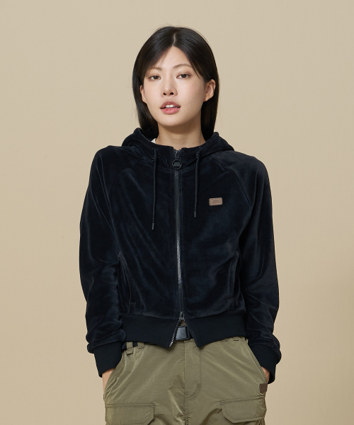 비비씨 어스() W 에코 벨루어 후디 집업_Black 상품 이미지