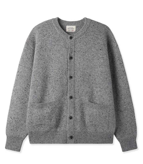 Шерстяной кардиган с круглым вырезом [GRAY]
