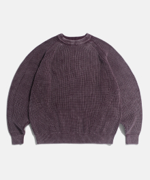 Pigment Dyed Raglan Knit Sweater Burgundy