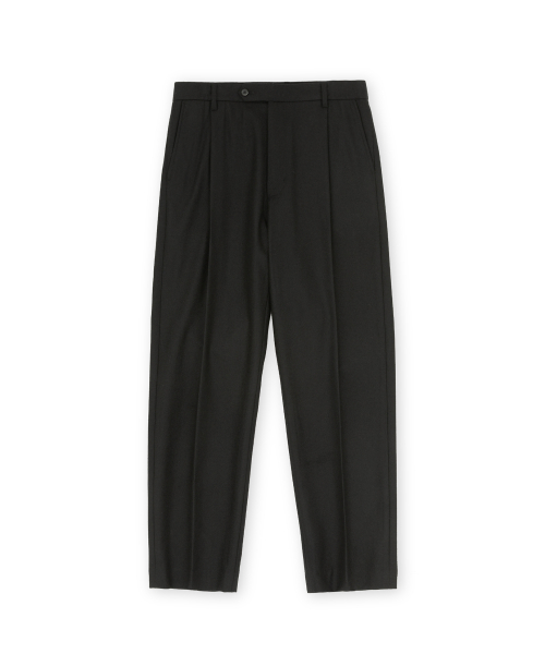 Брюки из чистой шерсти с одной складкой, Black