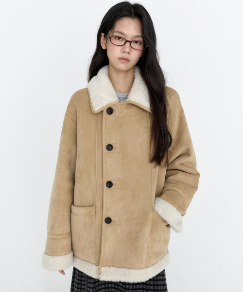 리버시블 스웨이드 무스탕 베이지 MDJK038BEIGE