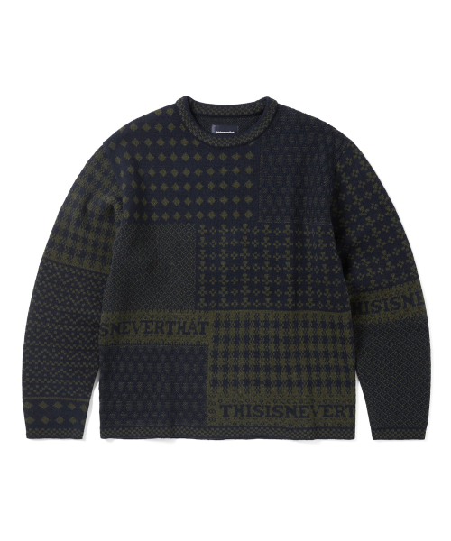 Block Knit L/S Top темно-синий