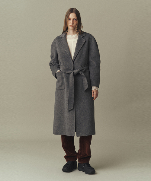 PUFF SLEEVES HANDMADE COAT_MISTY серый