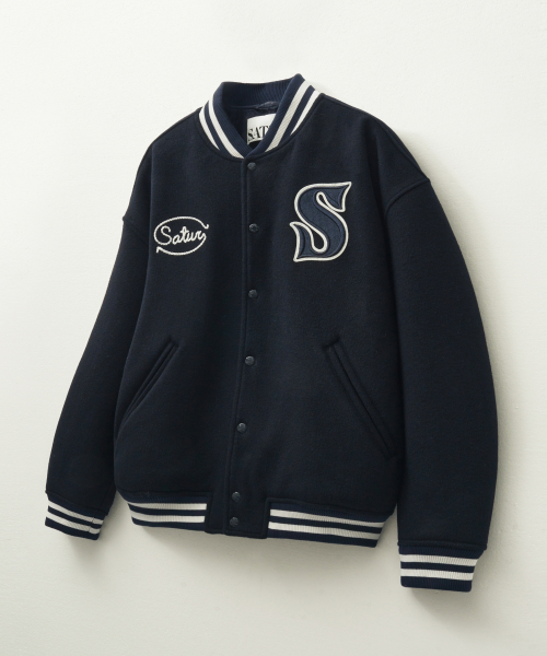Шерстяной бомбер Varsity с аппликацией S Navy
