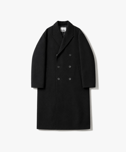 커스텀어클락 울 블렌드 핸드 메이드 더블 코트 블랙 COOSCT025BLACK