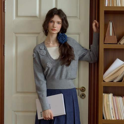 SR_Flower fake two-piece knit свитер