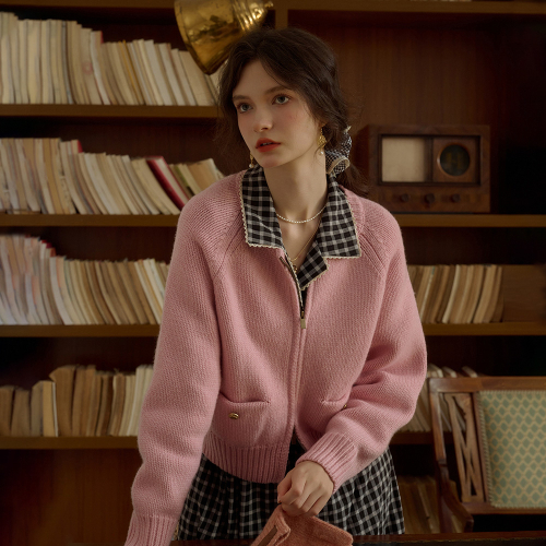 SR_Zip-up шерсть knitted cardigan_3color