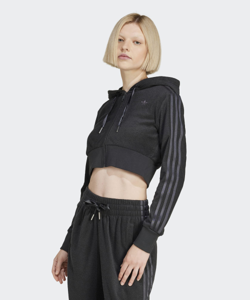 Укороченное худи на молнии - Black / JN3006