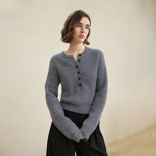 YY_Casual button knit top_3color
