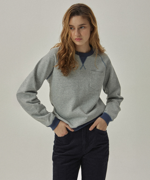 Свитшот Akari 3412 на флисе standard fit Melange Gray с круглым вырезом