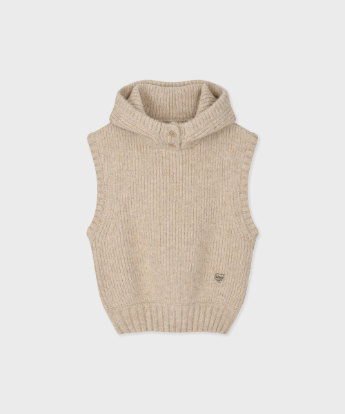 Вязаный жилет-балаклава с капюшоном Beige