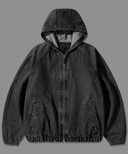 Состаренная худи джинсовая куртка Black KMOT6818