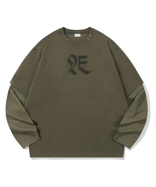SIGNATURE LOGO PATCHWORK LONG SLEEVES_KHAKI