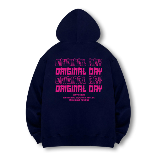 [выбор флиса] Original Color Font худи капюшон футболка [темно-синий]