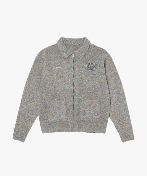 EMBLEM FULL ZIP-UP CARDIGAN-MINT