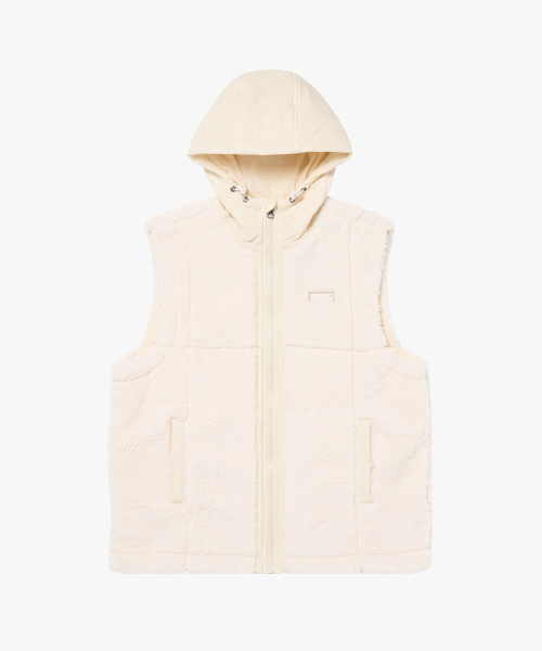 STADIUM STITCH FLEECE VEST-CREAM