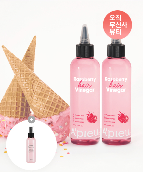 어퓨() [2개] 라즈베리 헤어 식초 200ml*2 (+라즈베리 헤어 미스트 증정) 상품 이미지