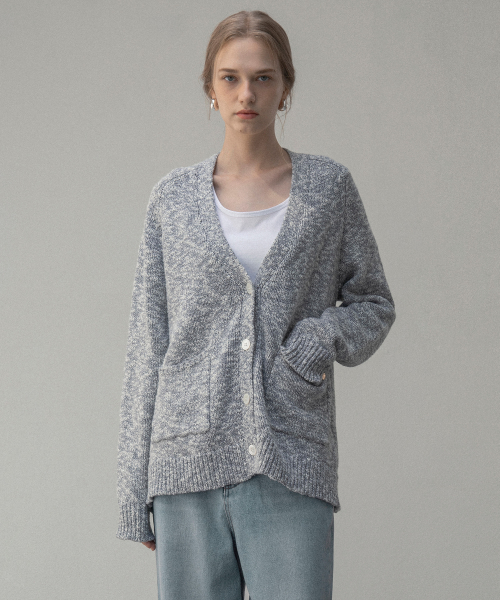 Кардиган SIKN2121 с V-вырезом винтаж Blue gray