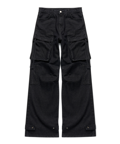 String Cargo Denim Pants