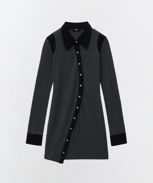 ワンピース YUSE CORDUROY UNBALANCE CUT OUT SHIRT DRESS 4BMM007 YUSE CORDUROY UNBALANCE CUT OUT SHIRT DRESS 4BMM007