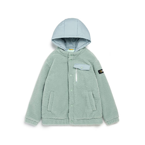 N214KFT190 우븐 후드 패딩 뽀글이 풀집업 MINT