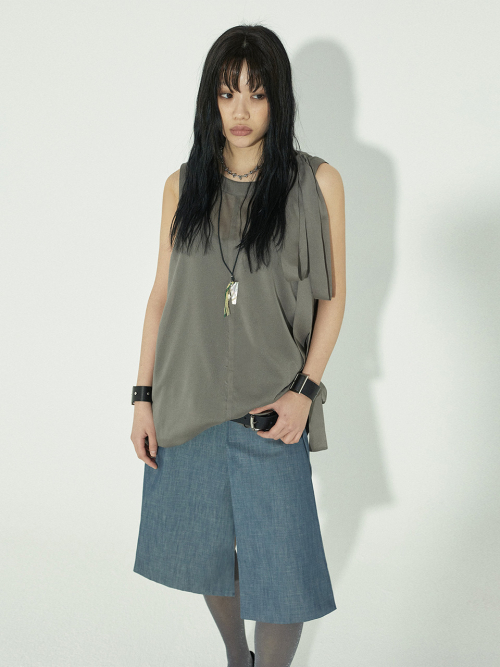 RIBBON MINI DRESS: KHAKI