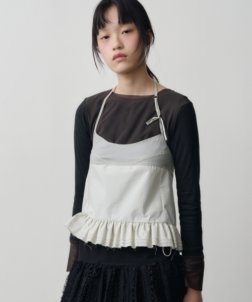 mixed fabric bustier _mist
