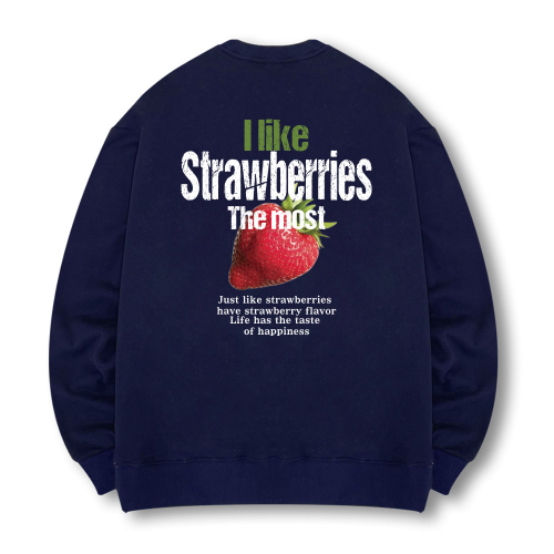 Свитшот с принтом Strawberry [Navy] (на флисе или без)