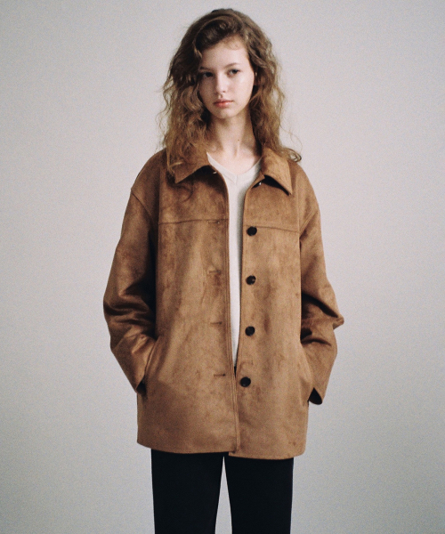 Mila suede half jacket (brown)