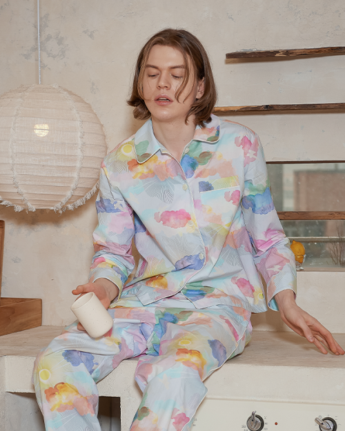[COTTON] Watercolor Sky Cotton Pajama Set