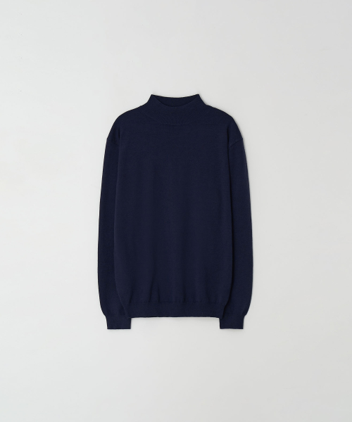 Standard Fit Basic Half-Turtleneck_Navy