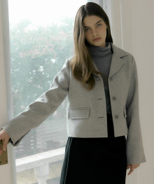 RIE CLASSIC SHORT WOOL COAT LIGHT GRAY