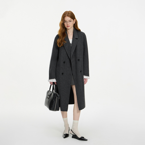 WD_Double breasted woolen coat_GRAY
