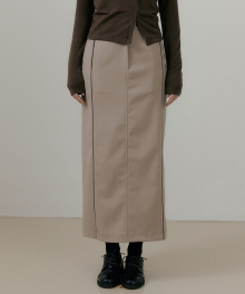 RIE LINE POINT LONG SKIRT LIGHT BROWN