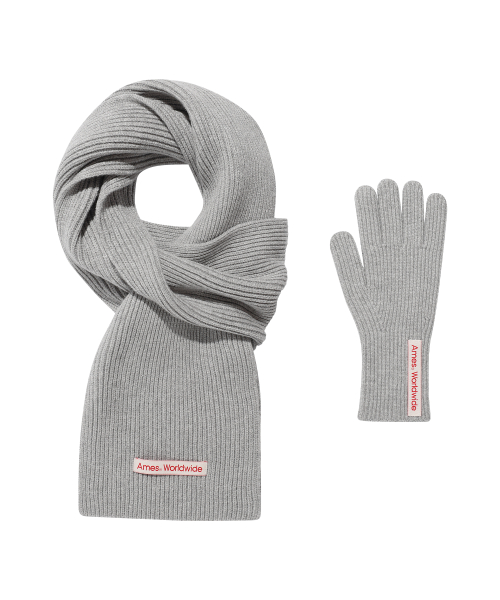 ★AMES-WORLDWIDE★KNIT GLOVES & MUFFLER SET GREY★正規品 아메스 월드와이드(AMES-WORLDWIDE) KNIT GLOVES & MUFFLER SET