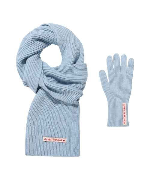 ★AMES-WORLDWIDE★KNIT GLOVES & MUFFLER SET SKY BLUE★正規品 아메스 월드와이드(AMES-WORLDWIDE) KNIT GLOVES & MUFFLER SET