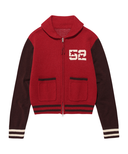 CROP COWICHAN CARDIGAN RED