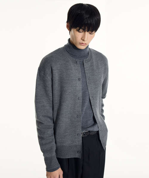 Удобный кардиган с круглым вырезом (Grey)