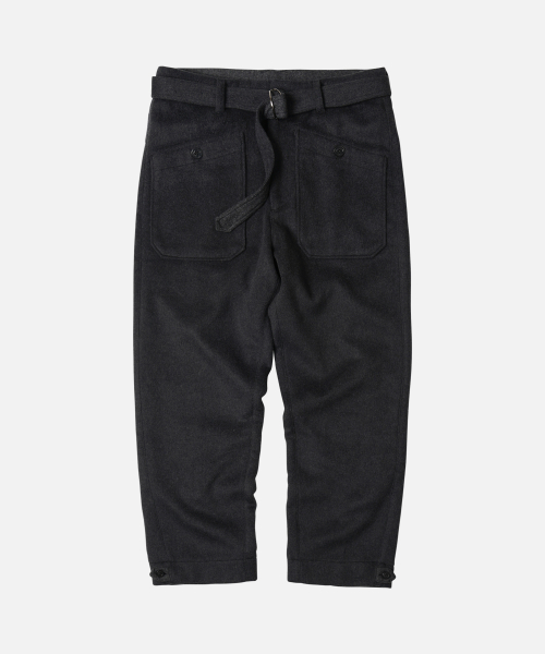 WOOL BELTED DECK PANTS _ CHARCOAL