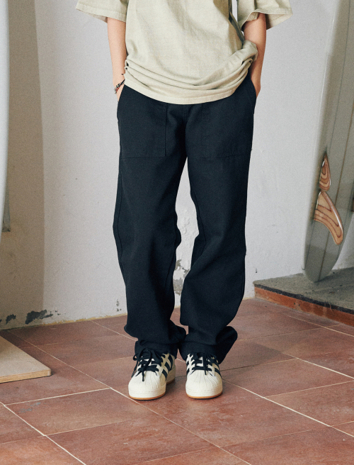 Pinn Washed Canvas Pants Black